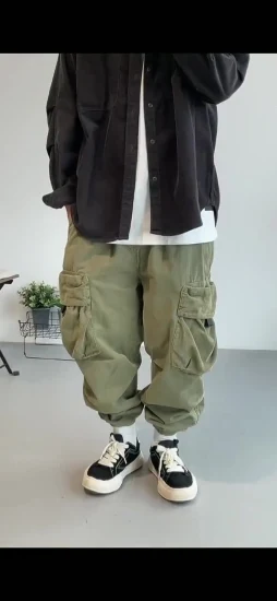 100% algodón casual cintura elástica hip hop pana basculador cargo pantalones pantalones para hombres